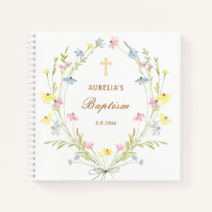 Pastel Wildblumen Taufen Gästebuch Notizblock