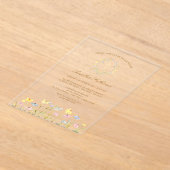 Pastel Wildblumen Wreath Baptisse Acryleinladungen (Ablage )