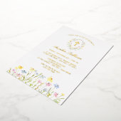 Pastel Wildblumen Wreath Baptisse Folieneinladung (Gedreht)