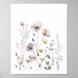 Pastel Wilde Blume Floral Wasserfarbe Poster