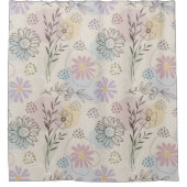 Pastel Wildflower Collage – Chic Floral Geometric Duschvorhang (Vorderseite)