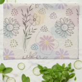 Pastel Wildflower Collage – Chic Floral Geometric  Geschirrtuch (Gefaltet)
