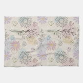 Pastel Wildflower Collage – Chic Floral Geometric  Geschirrtuch (Horizontal)