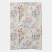 Pastel Wildflower Collage – Chic Floral Geometric  Geschirrtuch (Vertikal)