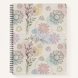 Pastel Wildflower Collage – Chic Floral Geometric  Notizblock