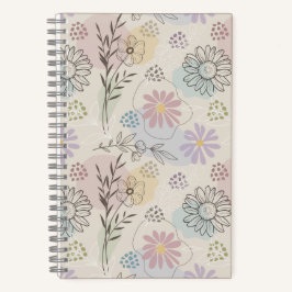 Pastel Wildflower Collage – Chic Floral Geometric  Notizblock