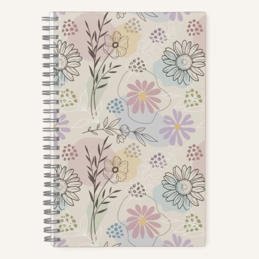 Pastel Wildflower Collage – Chic Floral Geometric  Notizblock (Vorderseite)
