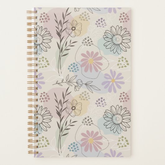 Pastel Wildflower Collage – Chic Floral Geometric Planer (Vorderseite)