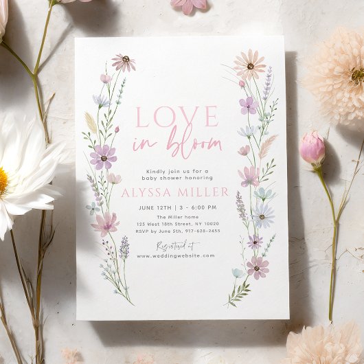 Pastel Wildflower Love in Bloom Bridal Shower Einladung