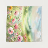 Pastel Wildflower Meadow Landscape Wandteppich (Vorderseite (Horizontal))