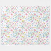 Pastel Wildflower Meadow Pattern Fleecedecke (Vorderseite (Horizontal))
