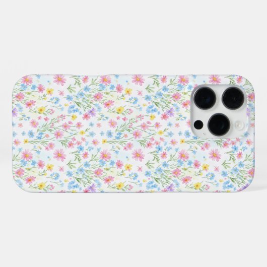 Pastel Wildflower Meadow Pattern iPhone Hülle (Rückseite (Horizontal))