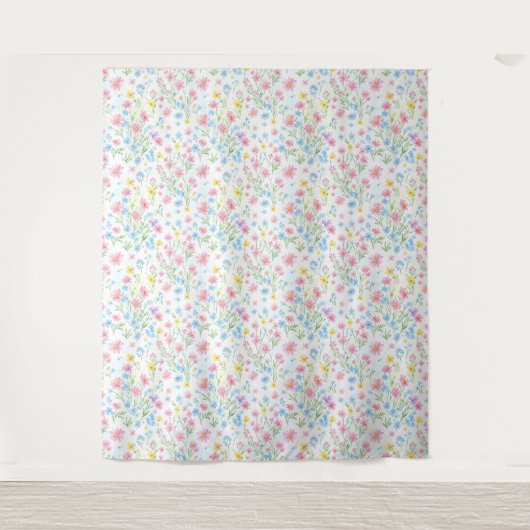 Pastel Wildflower Meadow Pattern Wandteppich (Vorderseite)