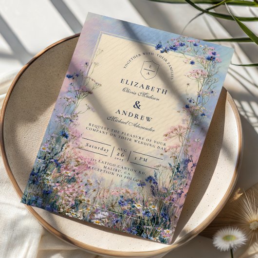 Pastel Wildflower Meadow Wedding Einladung