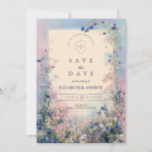 Pastel Wildflower Meadow Wedding Save The Date (Vorderseite)