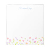 Pastel Wildflower Personalized Blue Notepad Notizblock (Vorderseite)