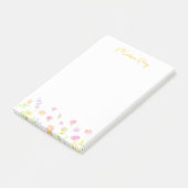 Pastel Wildflower Personalized Gold Post-It Notes Klebezettel (angewinkelt)