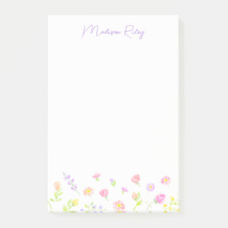 Pastel Wildflower Personalized Lilac Post-It Notes Klebezettel