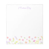 Pastel Wildflower Personalized Purple Notepad Notizblock (Vorderseite)