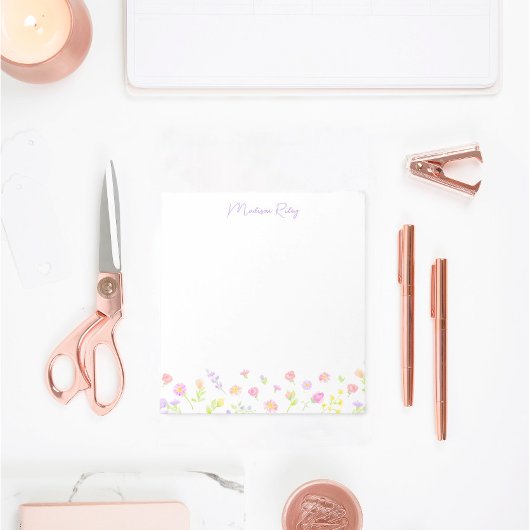 Pastel Wildflower Personalized Purple Notepad Notizblock