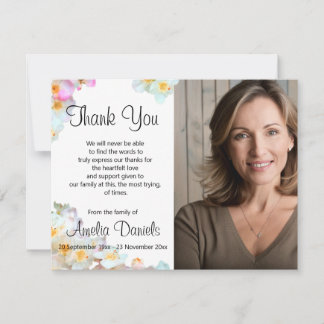 Pastel Wildflower Photo In Memory Thank You Card Einladung