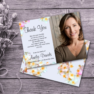 Pastel Wildflower Photo In Memory Thank You Card Einladung