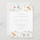 Pastel Wildflower Photo Wedding Invitation Einladung (Vorderseite)
