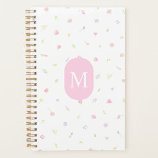 Pastel Wildflower Pink Monogram Planner Planer