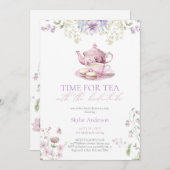Pastel Wildflower Time for Tea Bridal Shower Party Einladung (Vorne/Hinten)