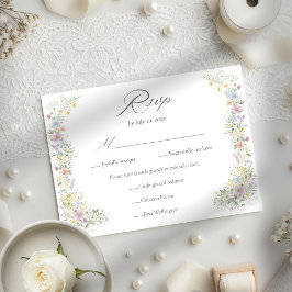 Pastel Wildflower Watercolor Floral Garden Wedding RSVP Karte