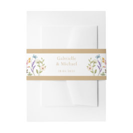 Pastel Wildflower Wedding Beige Border Einladungsbanderole