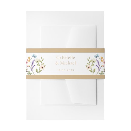 Pastel Wildflower Wedding Beige Border Einladungsbanderole (Vorderseite Beispiel)