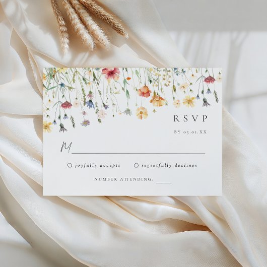 Pastel Wildflower Wedding RSVP Card Karte