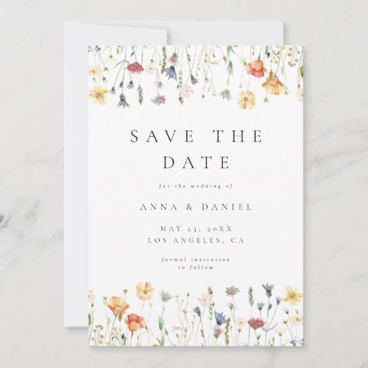 Pastel Wildflower Wedding Save The Date (Vorderseite)