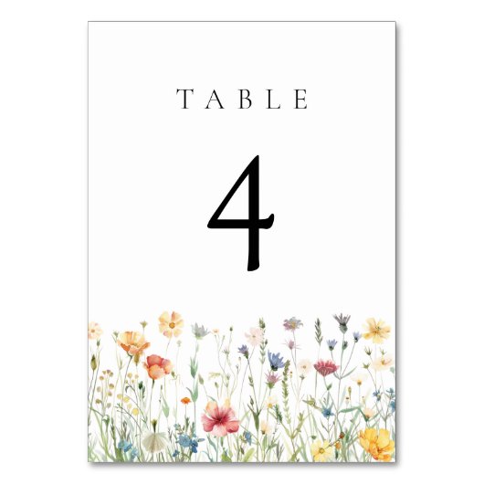 Pastel Wildflower Wedding Table Number Tischnummer (Vorderseite)