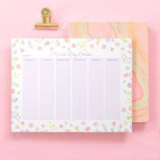 Pastel Wildflower Weekly Planner Notepad in Purple Notizblock