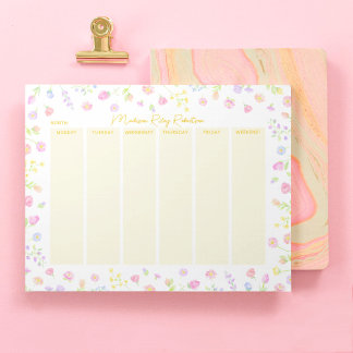Pastel Wildflower Weekly Planner Notepad in Yellow Notizblock