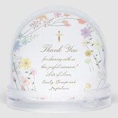 pastel wildflowers Baptism thank you Schneekugeln (Rückseite)