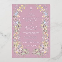 Pastel Wildflowers Meadow Vintage Regency Wedding Folieneinladung