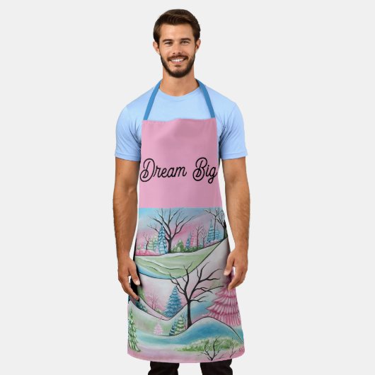 Pastel Winter Forest Whimsical Art Schürze (Getragen)