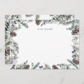 Pastel Winter Greenery Elegant Monogram Note Card Mitteilungskarte (Vorne/Hinten)