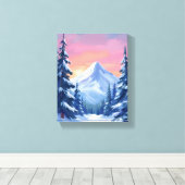 Pastel Winter Mountain Watercolor Landscape Leinwanddruck (Insitu (Holzboden))