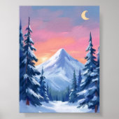 Pastel Winter Mountain Watercolor Landscape Poster (Vorne)