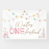 Pastel Winter Onederland Erste Geburtstagsparty Banner (Horizontal)