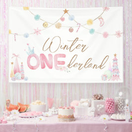 Pastel Winter Onederland Erste Geburtstagsparty Banner