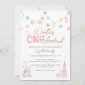 Pastel Winter Onederland Erste Geburtstagsparty Einladung (Vorderseite)