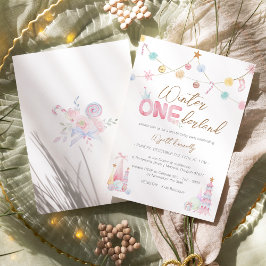 Pastel Winter Onederland Erste Geburtstagsparty Einladung