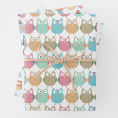 Pastel Winter Owls Umhüllungspapierblätter Geschenkpapier Set (Beispiel)