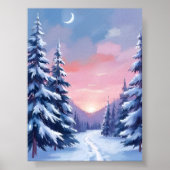 Pastel Winter Sunset | Nature Painting Watercolor Poster (Vorne)