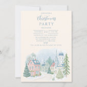 Pastel Winter Village Christmas Einladung (Vorderseite)